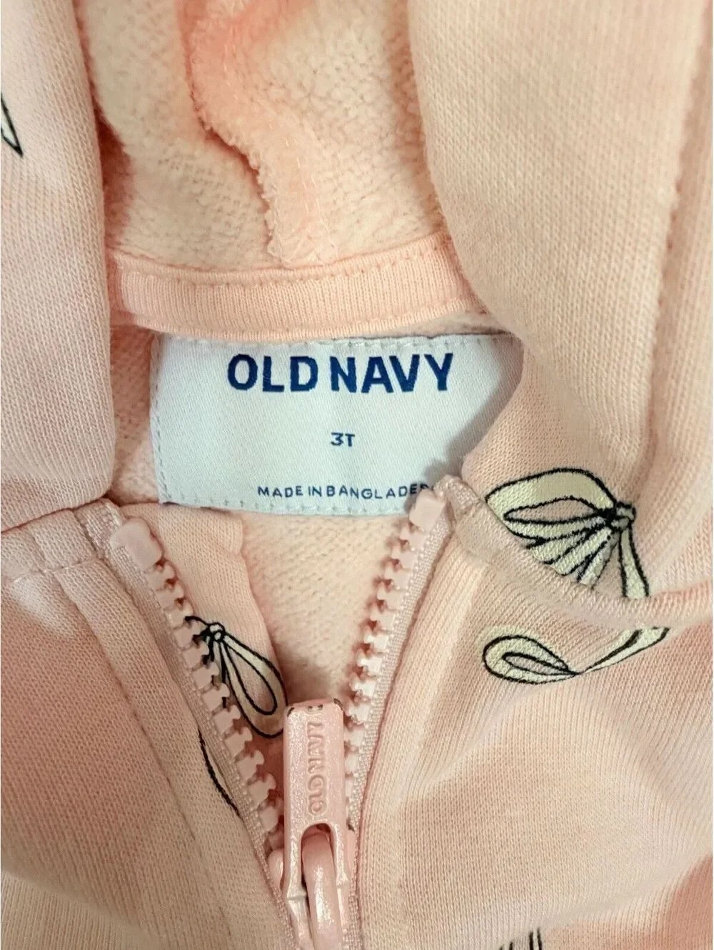 Old Navy‎ Girls Size 3T Pink Bow Print Zip Up Hoodie Sweatpants Jogger Set 2PC